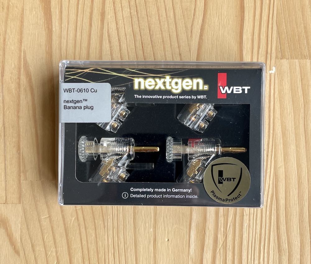 WBT-0610 Cu Banana Plug NextGen, PlasmaProtect™  vergoldet, 4er Set