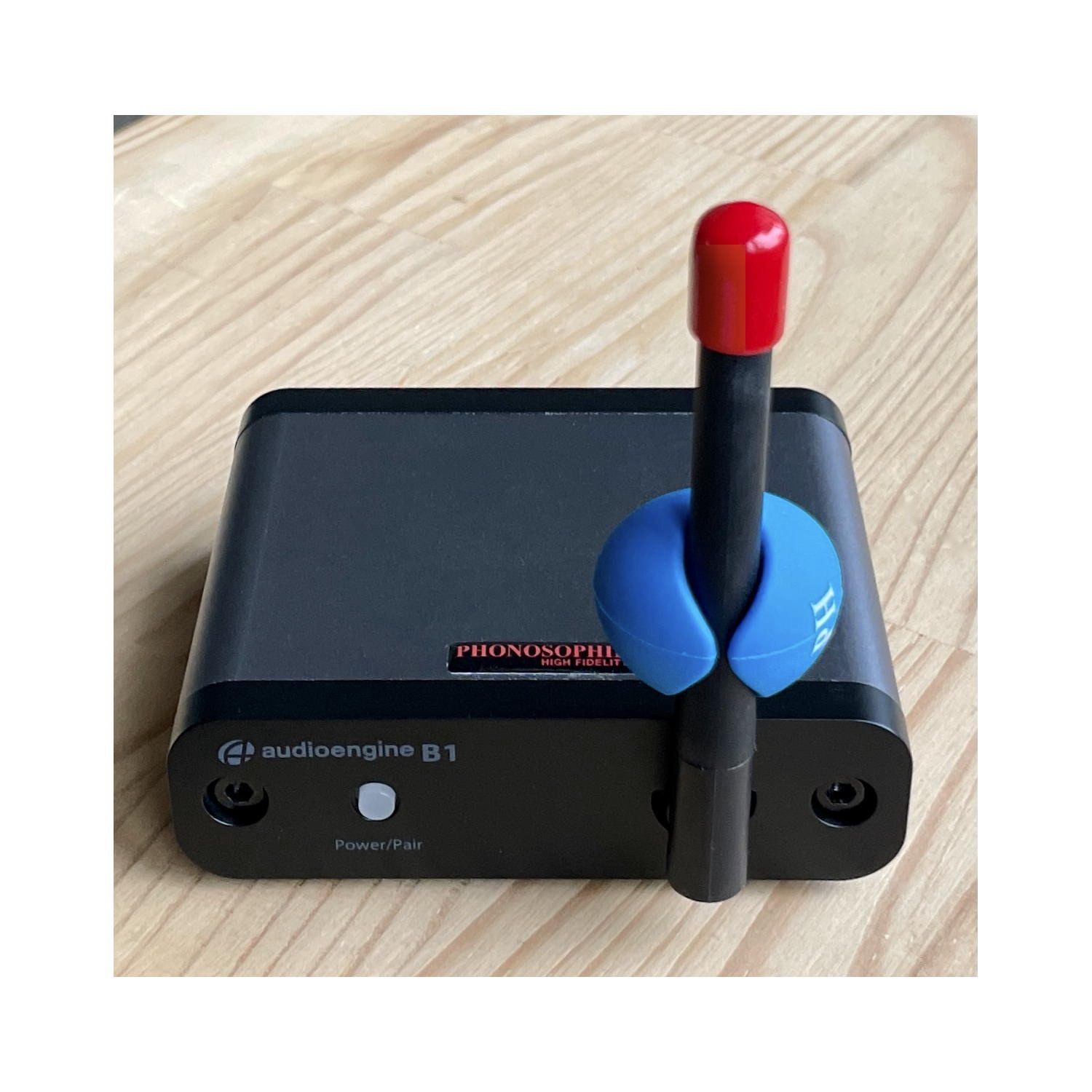Phonosophie Audioengine B1 Bluetooth Receiver, mit blauem Clip und rotem RCA-Cap, + Aktivator Kabel + Tuning, im Set günstiger