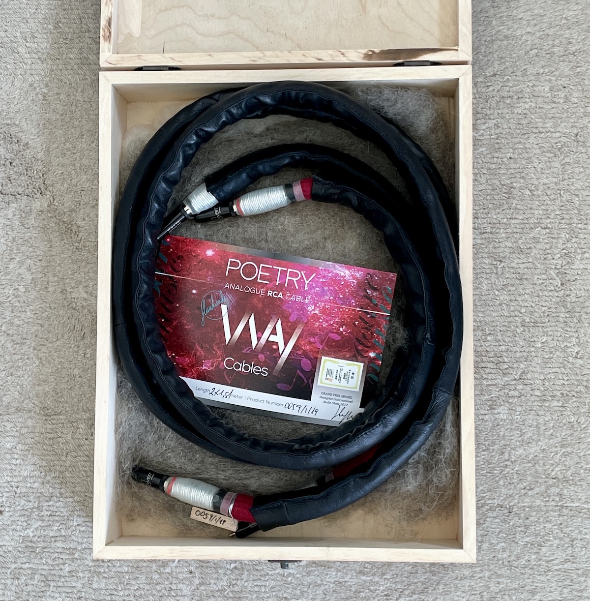 Way Cables Poetry RCA 1,5m, Demo-Kabel, mit WBT Silber-Cinchstecker, 2 Jahre Garantie, Sonderpreis